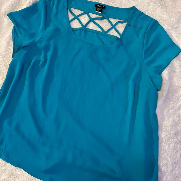 Torrid size 0x bluish green dress blouse - Picture 2 of 8
